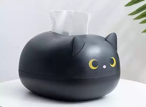 Cute Cat Tissue Box Dispenser Storage Tissue Holder with Toothpick Box Cat Gifts(black)