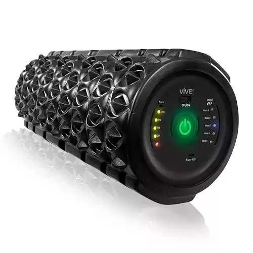 Vive Vibrating Foam Roller - High Density Five Speed Massager - for Exercise, Physical Therapy, Trigger Point and Muscle Recovery - Firm, Deep Tissue Vibration for Back Pain Relief and Stretching