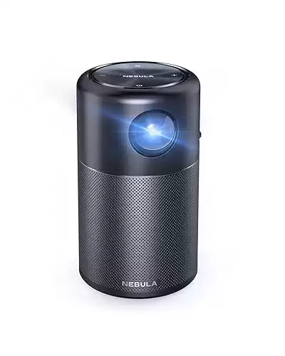 Anker NEBULA Capsule, Smart Wi-Fi Mini Projector, 100 ANSI Lumen Portable Projector, 360 Speaker, Movie Projector, 100 Inch Picture, 4Hr Video Playtime for Inside and Outside, Watch Anywhere